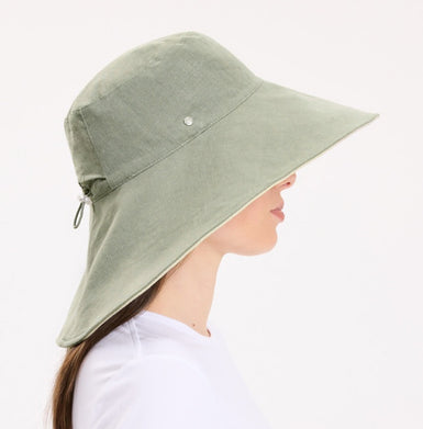 Ultra Wide Cotton Linen Sun Hat with 5" front, and 6" back brim