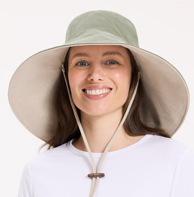 Ultra Wide Cotton Linen Sun Hat with detachable chin strap