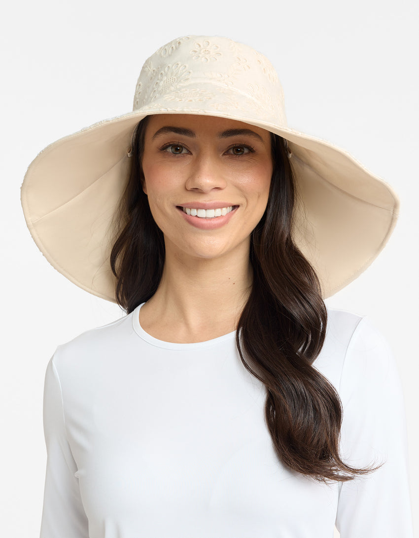 Ultra Wide Brim Broderie Sun Hat UPF 50+ | Solbari AU