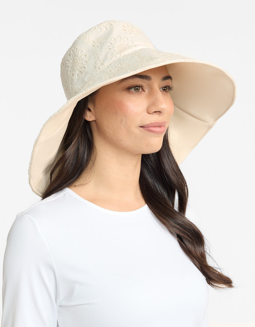 Ultra Wide Brim Broderie Sun Hat UPF 50+ | Solbari AU