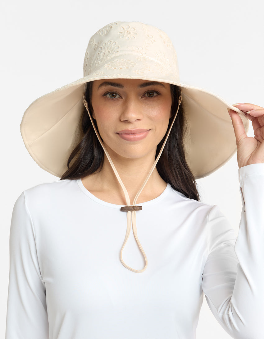 Ultra Wide Brim Broderie Sun Hat UPF 50+ | Solbari AU