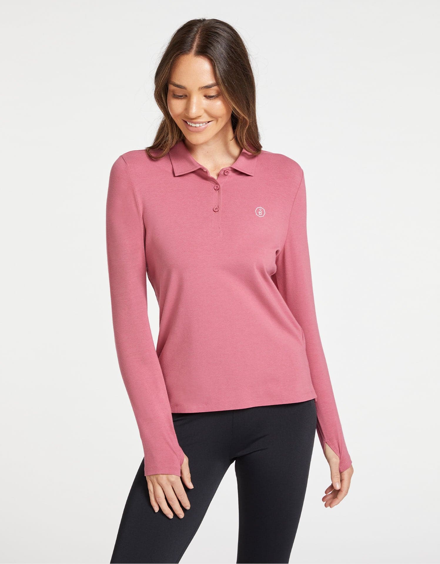 Long sleeve polo pink best sale