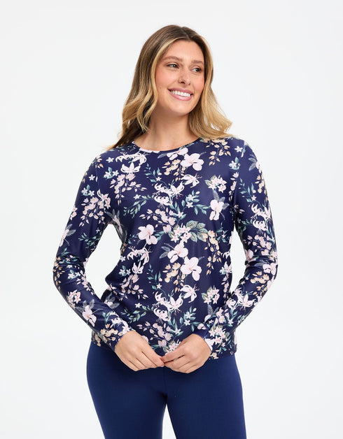 Long Sleeve Printed Swim Top UPF 50+